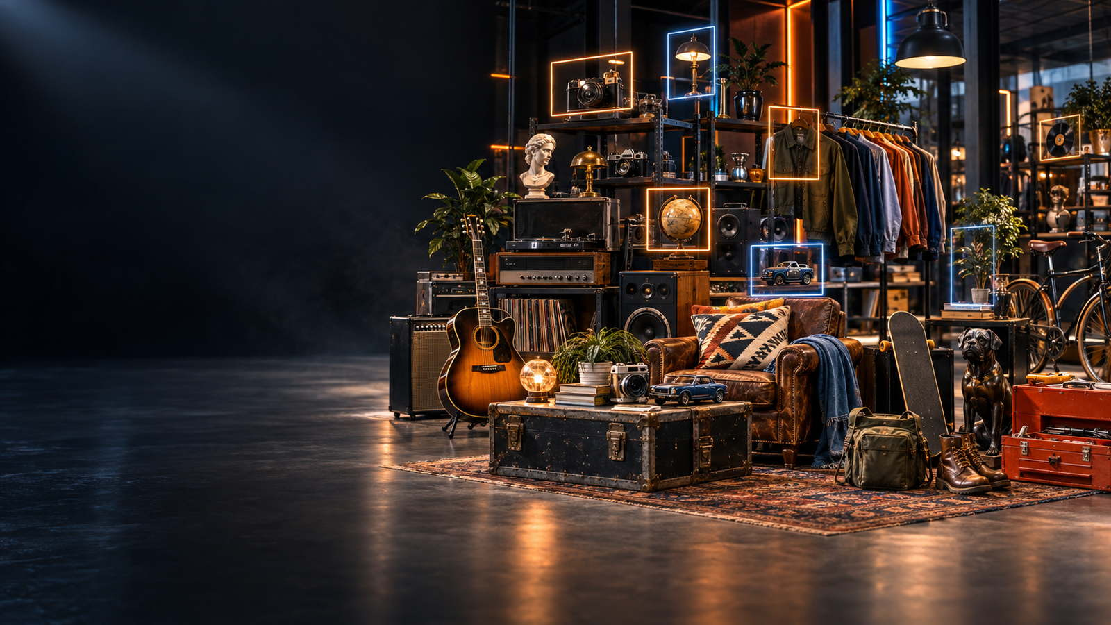 A curated collection of secondhand instruments, electronics, clothing, collectibles, and home goods